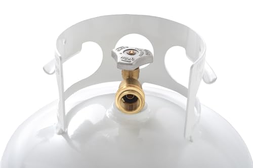 Flame King YSN-301 30 Pound Steel Propane Tank Cylinder with Type 1 Overflow Protection Device Valve DOT and TC Compliant, White