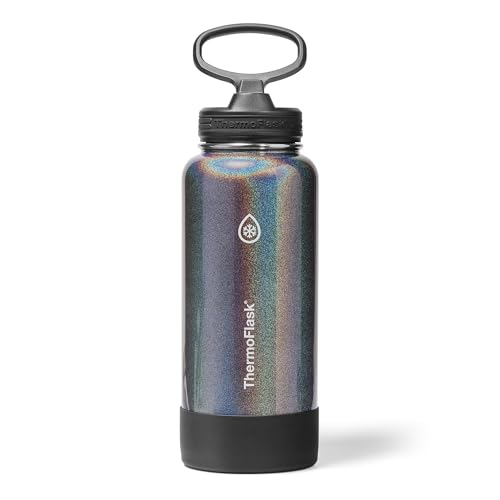 ThermoFlask Insulated Water Bottle with Straw Lid (32 oz Iron Night) - Leakproof Stainless Steel Water Bottle for Cold & Hot Drinks Travel & Daily Hydration