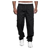 Herren Freizeithose Stretch Comfort Fit Outdoorhose Lange Leichte Atmungsaktive Sporthose Lange Regular Jogginghose für Männer Casual Loose Trekkinghose mit Taschen Mode Weich Jogger Streetwear