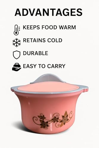 Image of Premium Insulated Casserole Hot Pot for Kitchen | Double Wall Hot Box for Chapati, Curry & Food Storage | Elegant Floral Design Casserole | Keeps Food Hot for Hours |