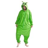 Joygoodta Disfraz de alienígena para adultos, lindos disfraces de Halloween de alienígena de dibujos animados, pijamas suaves para adultos para mujeres y hombres disfraces de Halloween