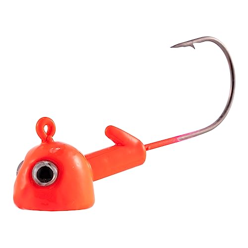 Dr.Fish 10 Pack Walleye Jig Heads Flat Bottom Freshwater Fishing Jigs Walleye Hook Stand Up Lures Swimbait Freshwater Bass 3/8oz Red