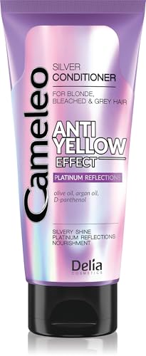 Cameleo - Acondicionador Plateado - Sin Color Amarillo - Para Cabello Rubio, Gris, Blanco - Protección UV - Uso Diario - Acondicionador Púrpura para Cabello con Mechas y Decolorado - 200ml
