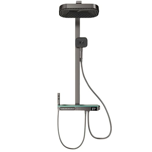 Genérico Sistema de Ducha termostático de Pared con Pantalla Digital y LED, 5 Funciones, Cabezal de Ducha de 12 Pulgadas, Ducha de Mano Tipo SPA, rociador de bidé.