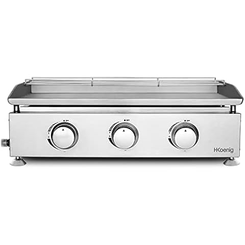 Plancha de Gas H.Koenig PLX930, 3 Quemadores en U, Acero Inoxidable, Temperatura Ajustable Cover
