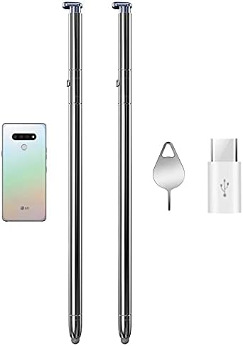 2PCS Stylo 6 Pen Replacement Part for LG Stylo 6 Q730AM Q730VS Q730MS Q730PS Q730CS Q730MA Stylus S Pen+Type-c Adapter (2PCS Pen/White Phone Pen)