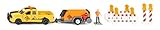 Lieferumfang: 1x SIKU 3505 Pick-up mit Kompressoranhänger, Maßstab: 1:50, Material: Metall/Kunststoff, Abmessungen: 21,3 x 7,3 x 7,8 cm, Gewicht: 0,364 kg, Farbe: Gelb/Orange, Serie: SIKU SUPER