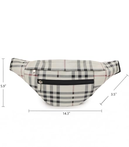 Image of Waist Bag for Man Woman - Anti Theft, Waterproof Zippers and Back Pocket - Large Travel Waist Pouch, Fanny Pack, Belt & Hip Bag for Men, Women for Hiking, Passport, Gym (Black) (Cream)