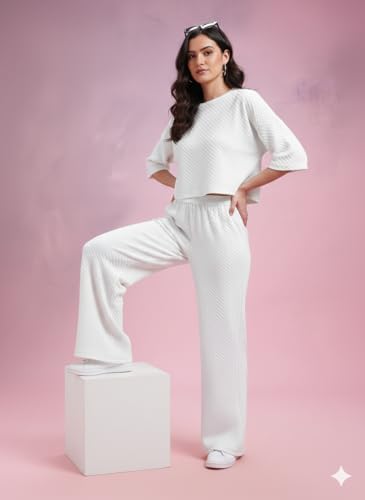 Image of Zilcon Women Bricks Wool 2 Piece Sets for Women Casual Summer Travel Vacation Outfits Pajama Sets Cap Sleeve Lounge Set