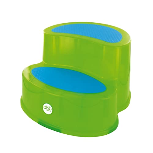dBb Remond - Marchepied Antidérapant - 2 Marches Recouvertes de Caoutchouc - Escabeau pour Enfants - Facilite l’Accès au Lavabo et aux Toilettes - Idéal Salle de Bains - Base Stable - Vert Translucide