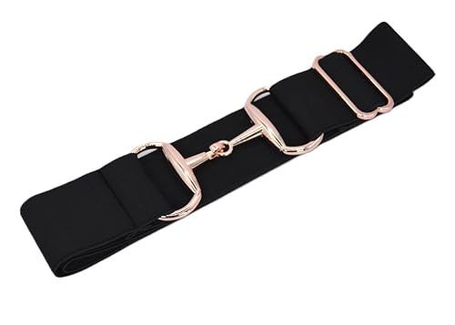 2 inch Luxury Elastic Equestrian Belt, Horse Riding Belt with Rose Gold Buckle, Stretchable and comfortable waist