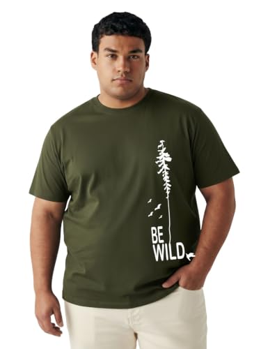 Image of Toodlegram - 100% Pure Cotton Plus Size T Shirt for Men- Regular Fit - Half Sleeve Roundneck Stylish Tshirt - Graphic Printed Be Wild (Size - 2XL to 10XL)