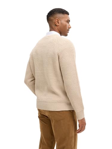 Men's Crewneck Sweater Casual Long Sleeve Knitted Pullover Sweaters, Khaki, M3