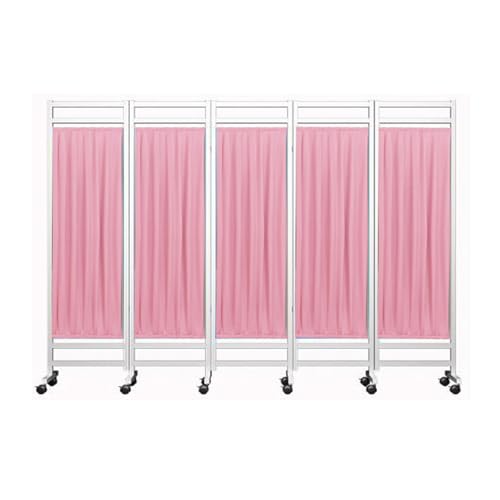 Medical Privacy Screen,3-8 Panels Folding Room Seperating Divider,6Ft High Standing Door Partition with Wheels for Ward/Clinic/Patient/Exam/Offices(Pink,5-Panel)