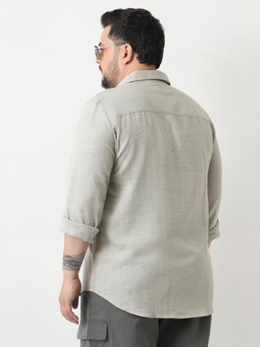 Image of Urbano Plus Men's Linen Blend Full Sleeve Relaxed Fit Casual Solid Shirt
