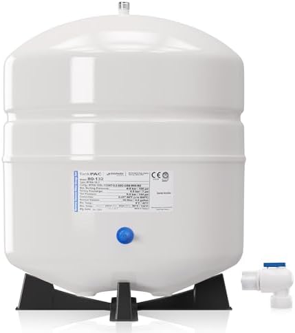 Max Water Heavy Duty 4.4 Gallon @100 PSI Pressurized RO (Reverse Osmosis) Water Storage Tank, PA-E RO-132 + Valve