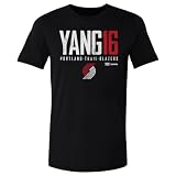 500 LEVEL NBA Yang Hansen Portland Trail Blazers Elite Men's Cotton T-Shirt (Black, L)