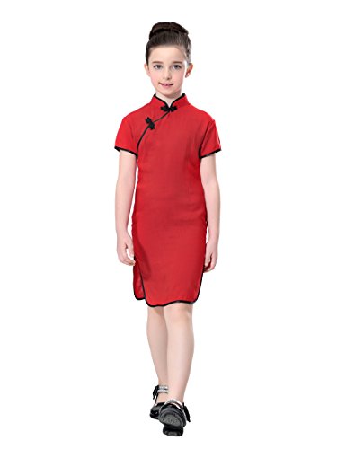 Girls Classic Cotton/Linen Traditional Chinese Dress