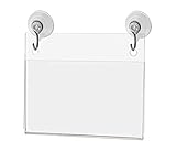 Marketing Holders 24 Pack Window Sign Holder Clear Acrylic for 3.5' x 2' Product Labels Name Tags Stickers with Predrilled Holes and Suction Cups with Hooks Included for Schools and Clinics