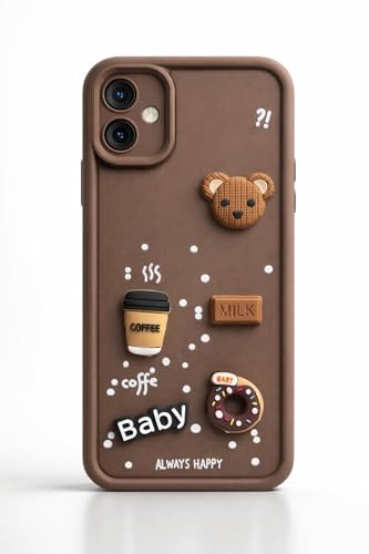 Image of Bintage Cute Fun Taddy Cartoon 3D Ball Bear Milk Cake Coffee Silicon Case Full Body & Camera Protection Back Cover Compatible for Samsung Galaxy A04E - 4G - Brown