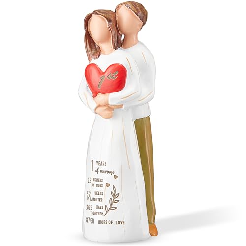 Hosetim 1st Anniversary Figurine Gifts, 1st Wedding Anniversary Romantic Gifts for Couple, Wife, Husband, Sculpted Hand-Painted Figure