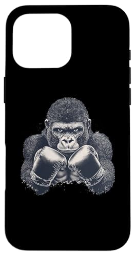 ボクシングと格闘技 ボクシンググローブ付きゴリラ スマホケース iPhone 16 Pro Max 用