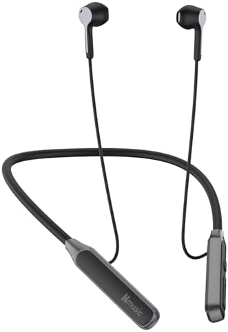 Hmusic Neckband Bluetooth Headphones, 30H Playtime Wireless Headphone, IPX5 Waterproof Sweat Resistant, Semi-in Ear Earbuds, Wireless Earphones for Sports, Running, Gaming (Black)