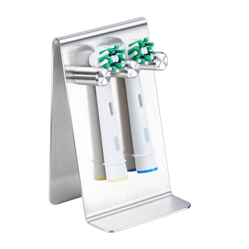 Oukimly Electric Toothbrush Head Holder Adhesive or Tabletop Tooth Brush Holder for Bathroom Electric Toothbrush Holders Wall Mounted Tooth Brushing Holder Brush Head Holder (Silver Small)