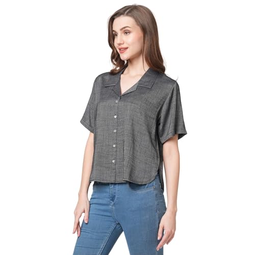 Image of GO-4 IT Rayon Fabric Short Sleeve Crop Shirt