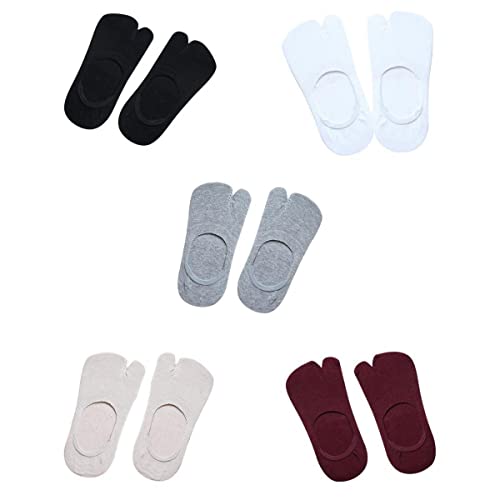 yotijar 5 Paires De Chaussettes Pour Femmes à Deux Orteils Tabi Chaussettes Casual Low Cut Boat Socks Set Cover