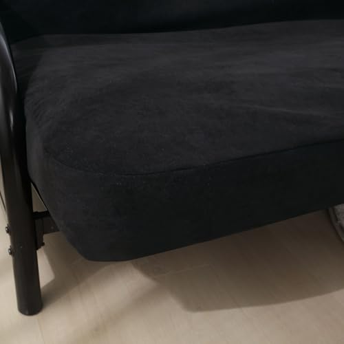 OctoRose Full Size 54x75x8inch 3 Side Zipper Classic Soft Micro Suede Futon Cover Slipcover Sofa Day Bed Mattress Cover Couch Protector (Cover ONLY) (Black)