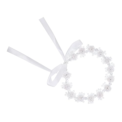 DRESSOOS ホワイト ハンドメイド ソフト 陶器 ヘッド 花 ウェディング ヘア アクセサリー 女の子 ヘッドバンド 花嫁 ヘッドドレス ヘッドバンド 女性用 ブライダル ヘッドバンド ヘッド