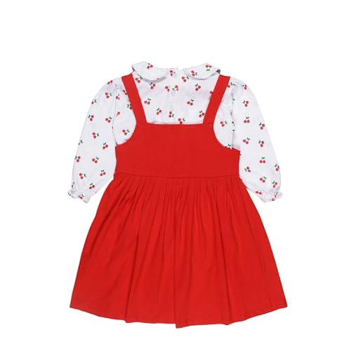 Image of babeezworld Baby Girl Cotton Dress - Full Sleeves Knee Length fit and Flare Dungaree Frock jhabla Regular fit top Tshirt