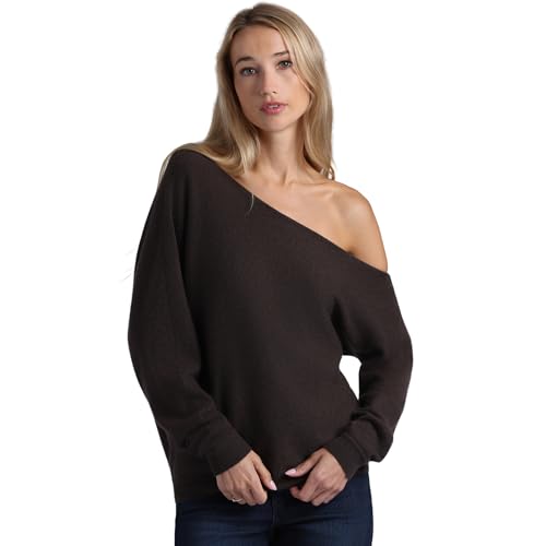 Image of Minnie Rose Womens Long Sleeve Off the Shoulder Cashmere Pull On Sweater