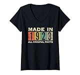 Photo Gallery donna retro 1923 tutte le parti originali vintage made in 1923 uomo donna maglietta con collo a v Photo Gallery donna retro 1923 tutte le parti originali vintage made in 1923 uomo donna maglietta con collo a v