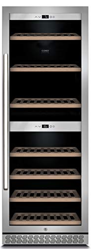WineChef Pro 126 | Weinkühlschrank für 126 Flaschen | freistehend oder als Einbaugerät, WiFi-App, 2 Zonen für 5-20°C, UV-Filterglas, Edelstahl