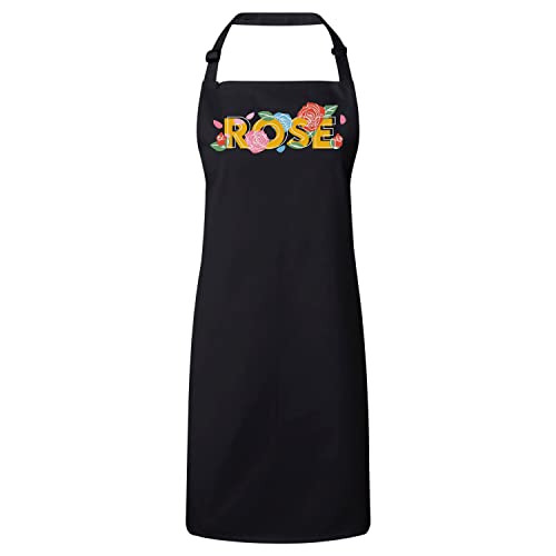 Tablier cuisine noir et rose pour passionnés de jardin et de cuisine chic