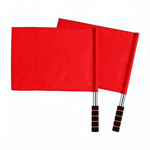 Referee Flags Volleyball Flags Line Judge Premium Lightweight Polyester Referee Warning Flags for Sports and Festival Events High Visibility Red 16.54L x 15.75W 2PCS