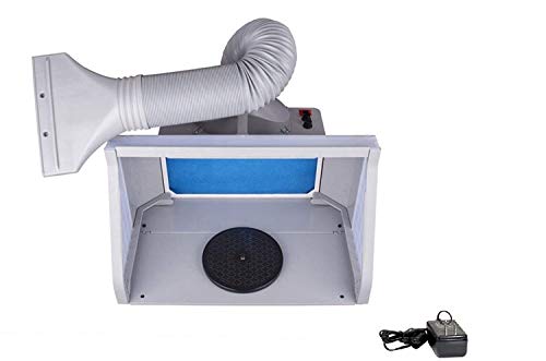I.E.E. Airbrush Brand Lighted Portable Hobby Airbrush Spray Booth with Adjustable LED Lighting for Painting All Art, Cake, Craft, Hobby, Nails, T-Shirts & More. Includes 6 Foot Exhaust Extension Hose