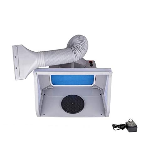 I.E.E. Airbrush Brand Lighted Portable Hobby Airbrush Spray Booth with Adjustable LED Lighting for Painting All Art, Cake, Craft, Hobby, Nails, T-Shirts & More. Includes 6 Foot Exhaust Extension Hose