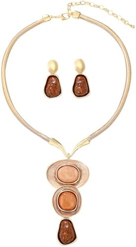 Chunky Statement Jewelry Set Blue Ocean Seashell Choker Necklaces...