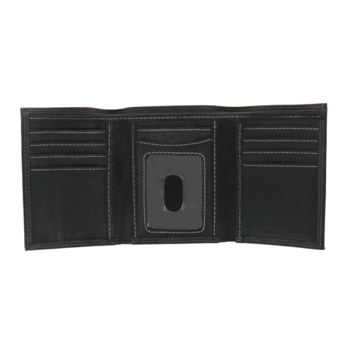 CTM Men's Leather Contrast Stitch Trifold Wallet, Black2