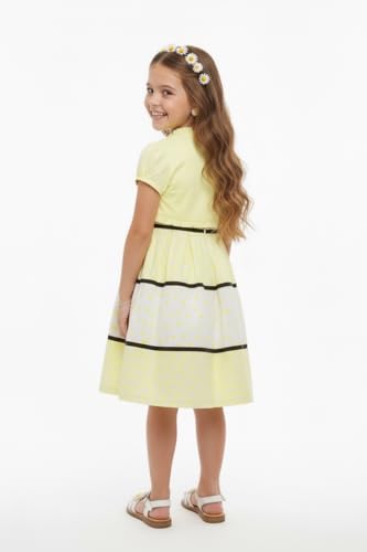 Image of ToBeInStyle Girls Two Piece Short Sleeve Dress and Matching Bolero Crop Cardigan Assorted Prints Cotton Blend Summer Outfit