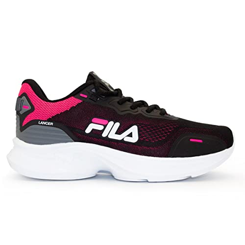 Tênis Fila Lancer W, Feminino, Preto/Rosa Fluor/Branco, 35