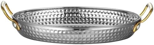 Hand Hammered Oval Spanish Paella Pan - Dual Rivet Stainless Steel Cookware, Dishwasher-Safe, Ideal for Home Cooking & Authentic Paella Preparation