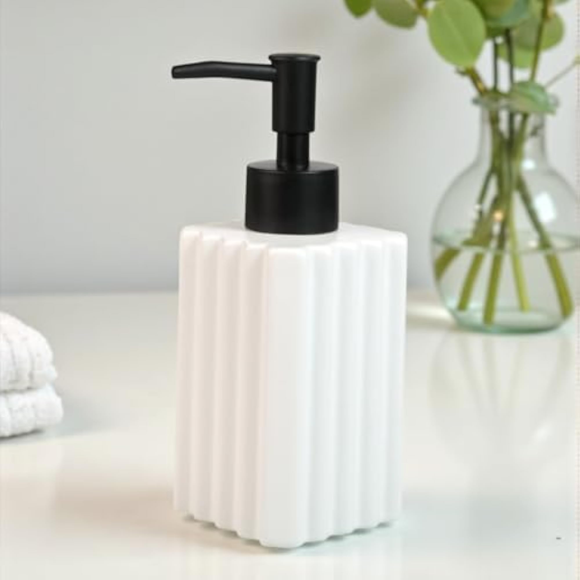 Ceramic Soap Dispenser Set, Refillable Liquid Soap Pump
