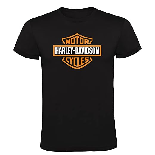 Camiseta Negra con Logotipo de Harley Logo Hombre 100% Algodón Tallas S M L XL XXL Mangas Cortas (S) (as4, alpha, l, regular, regular, L)