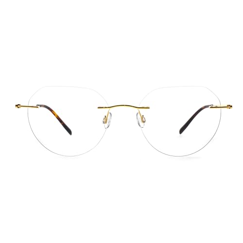 Catálogo de Monturas de gafas para Mujer al mejor precio. 45 Marco redondo de titanio sin montura para anteojos, Jpgold