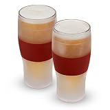 Host FREEZE Beer Glasses, Frozen Brew Mugs, Freezable Pint Glass Set, Insulated Beer Glass to Keep Your Drinks Cold, Double Walled Insulated Glasses, Gift for Dad, 16oz, Set of 2, Crimson Red