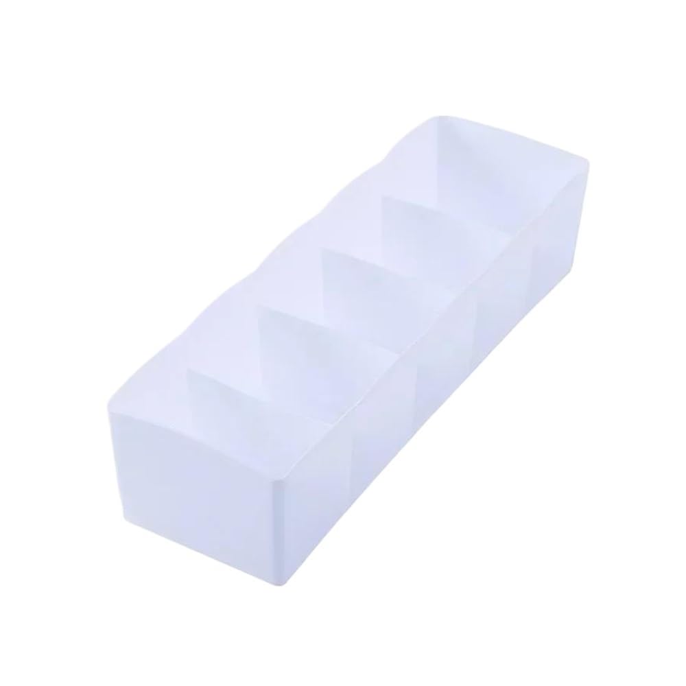Sunrrafck White 1Pc 5 Grids Underwear Socks Storage Box Plastic Drawer Closet Organize Sorting Boxs Divider Desk Accessory Household Basket(White)